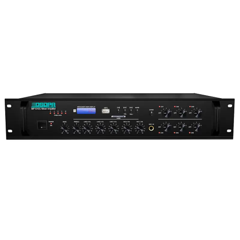Amplificator 350W cu mixer DSPPA MP1010U, 6 zone, USB/SD/Tuner, 4Mic si 3AUX, 100V & 4-16 Ohmi